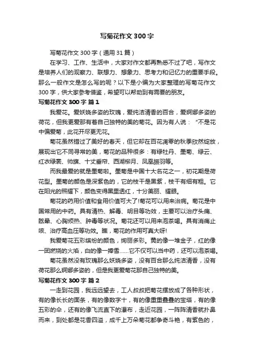 写菊花作文300字（通用31篇）