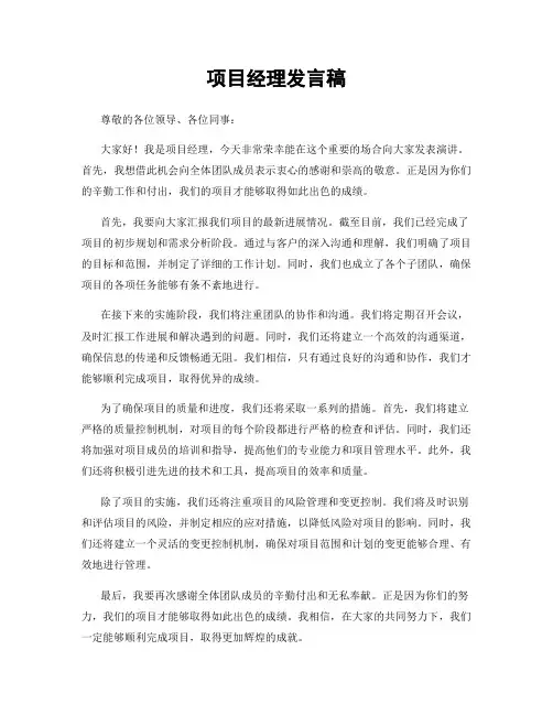 项目经理发言稿