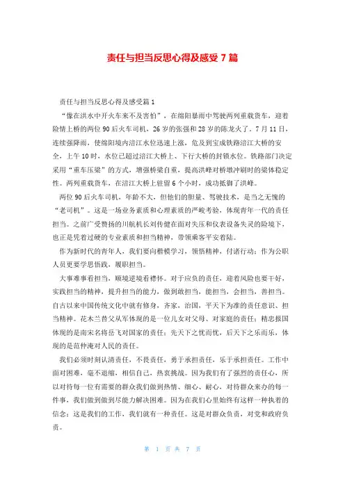 责任与担当反思心得及感受7篇