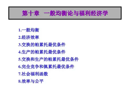 第十章   一般均衡论与福利经济学PPT课件