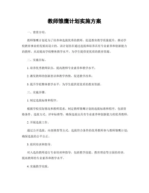 教师雏鹰计划实施方案