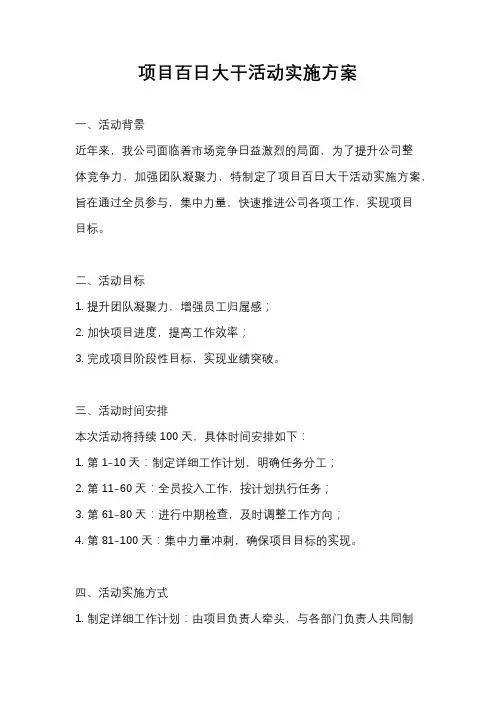 项目百日大干活动实施方案