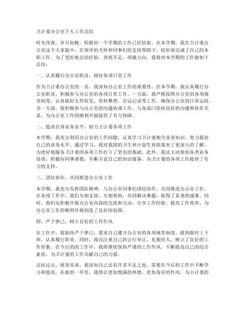 卫计委办公室个人工作总结