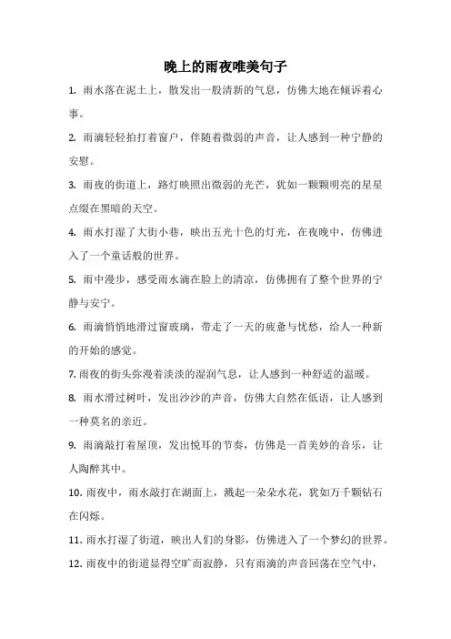 晚上的雨夜唯美句子