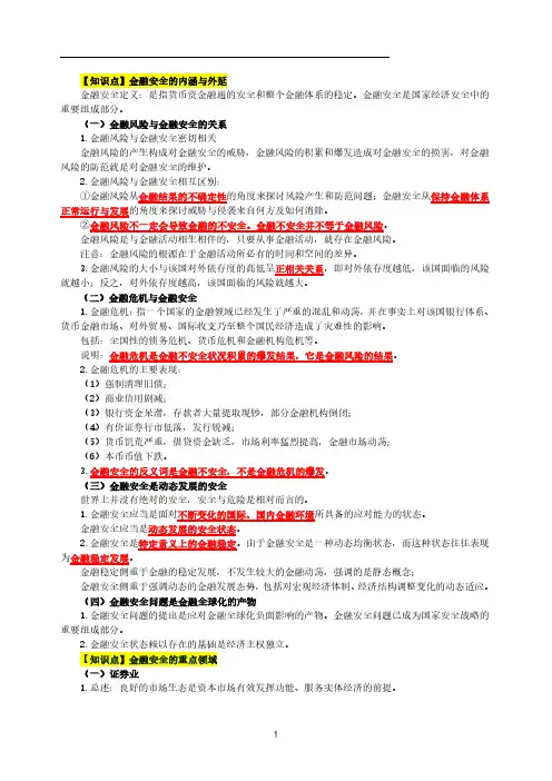 17高级经济师金融专业考点梳理第3章金融风险防控与金融安全构建-第2节