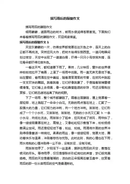 描写雨后的朦胧作文