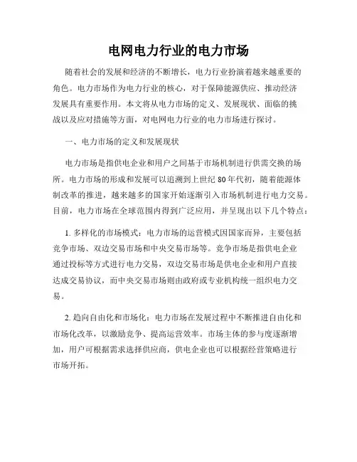 电网电力行业的电力市场