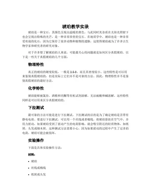 《琥珀》教学实录