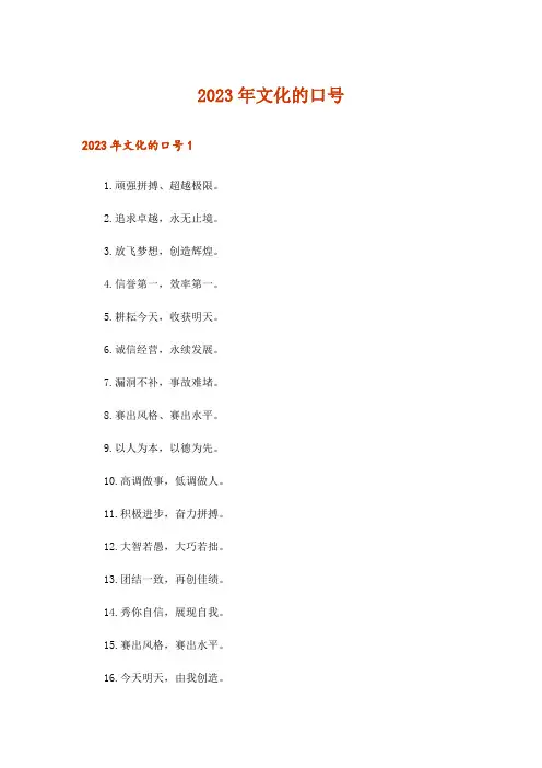 2023年文化的口号