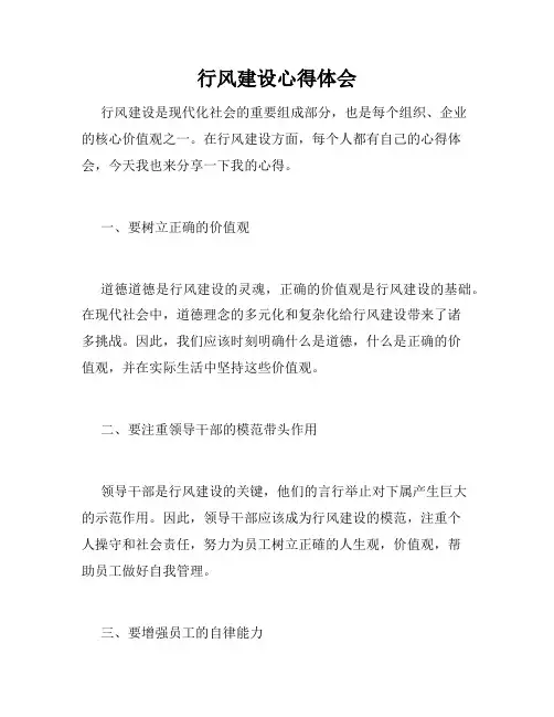行风建设心得体会