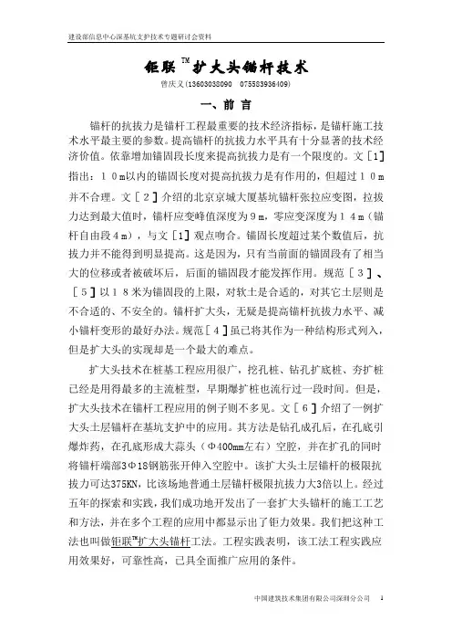 扩大头锚杆技术