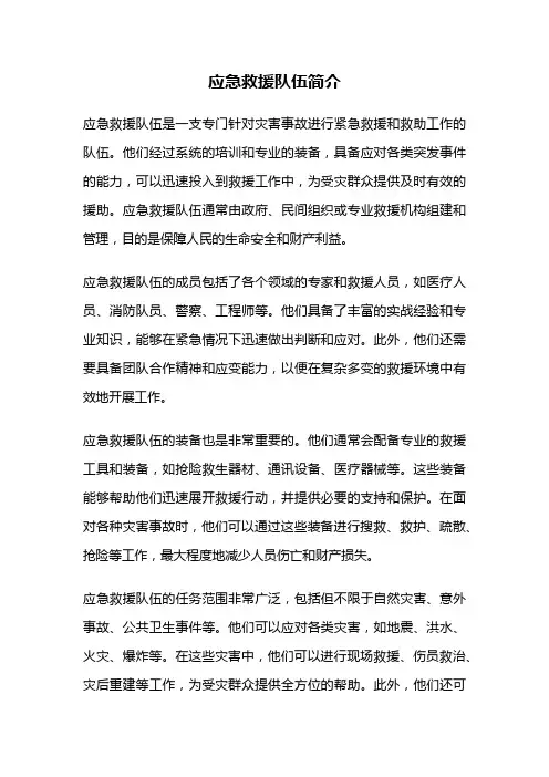 应急救援队伍简介