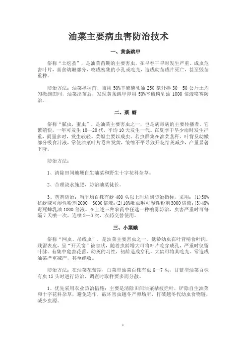 油菜主要病虫害防治技术