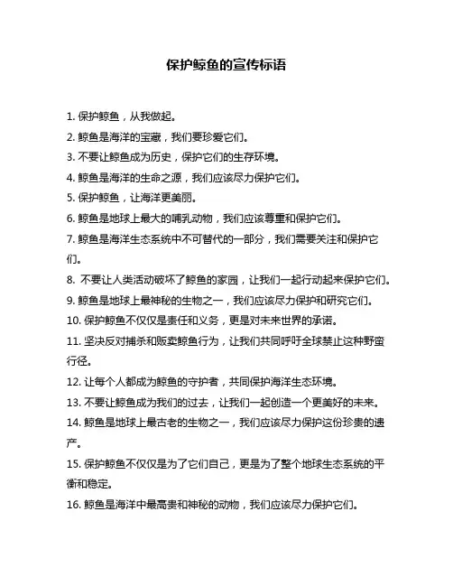 保护鲸鱼的宣传标语