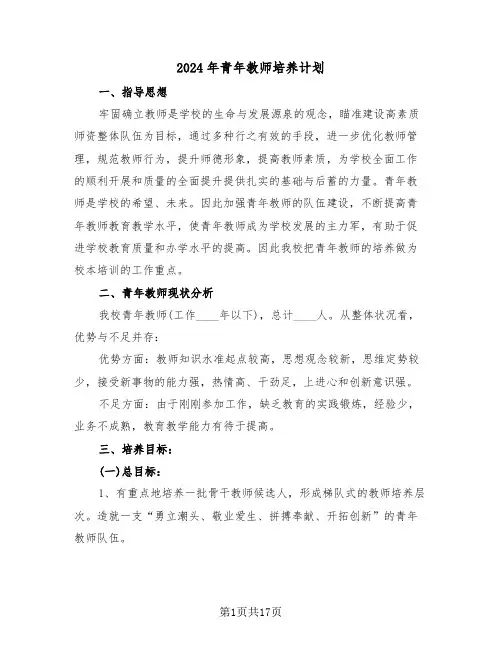 2024年青年教师培养计划（五篇）