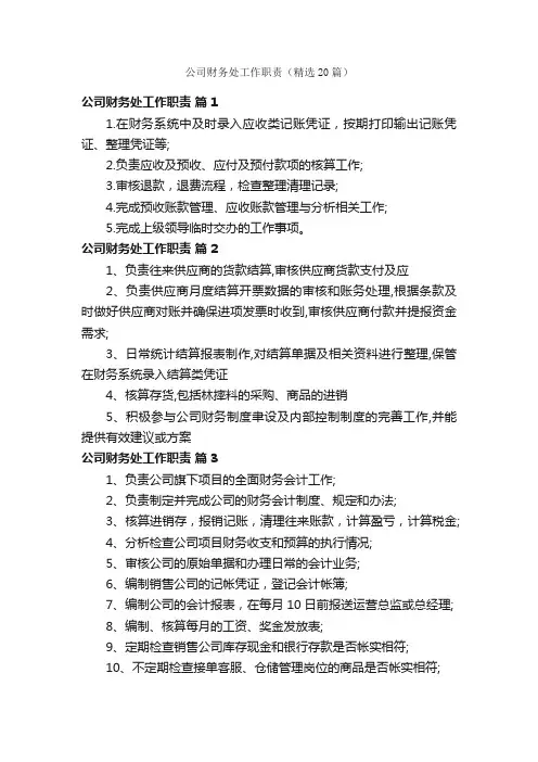 公司财务处工作职责（精选20篇）