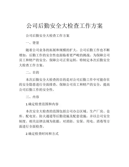 公司后勤安全大检查工作方案