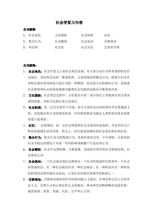 社会学复习内容