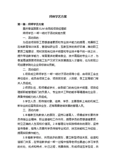 拜师学艺方案