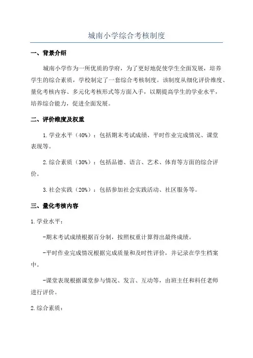 城南小学综合考核制度