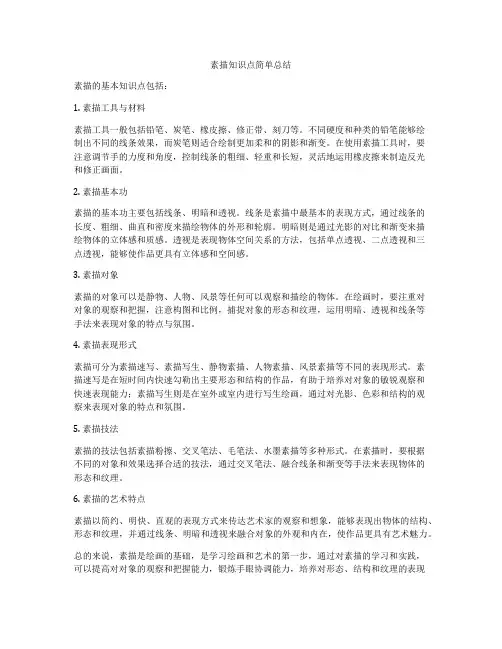 素描知识点简单总结