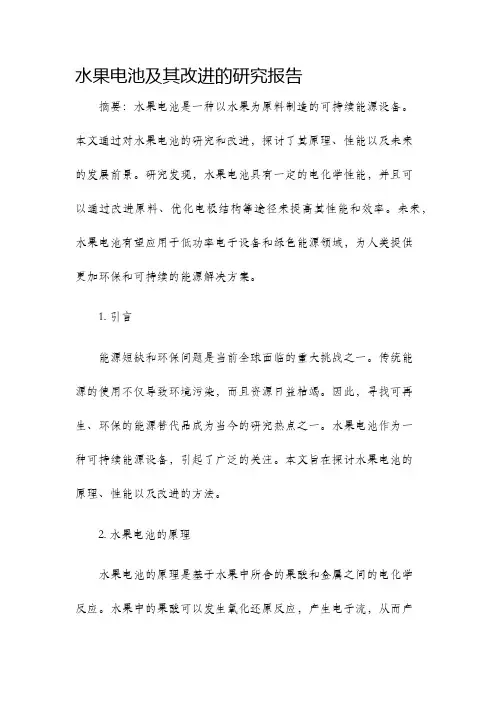水果电池及其改进的研究报告