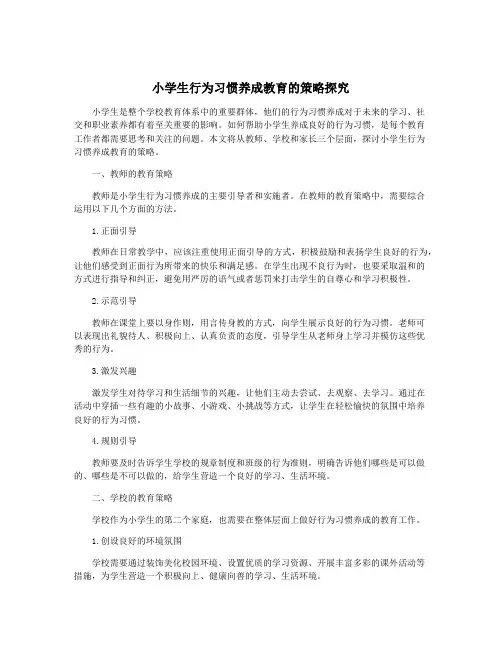 小学生行为习惯养成教育的策略探究
