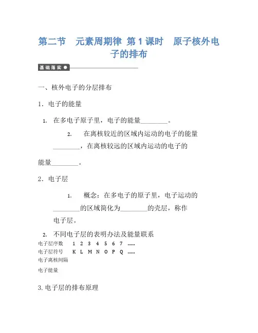 2021年高中化学 第一章 第二节 第1课时 原子核外电子的排布课后作业 新人教版必修2
