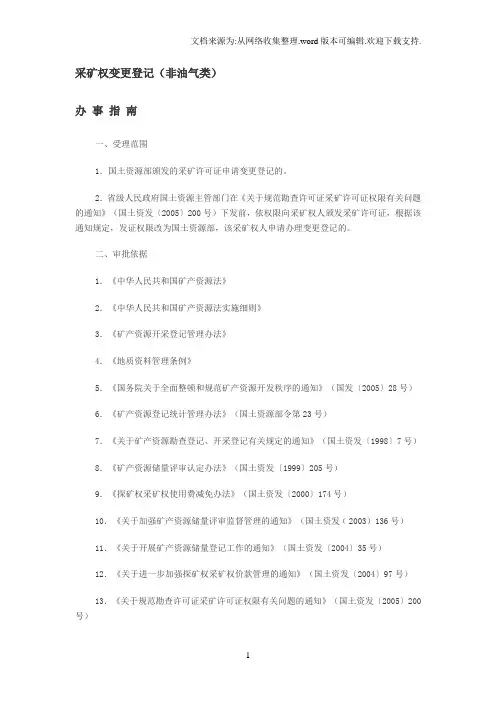 采矿权变更登记