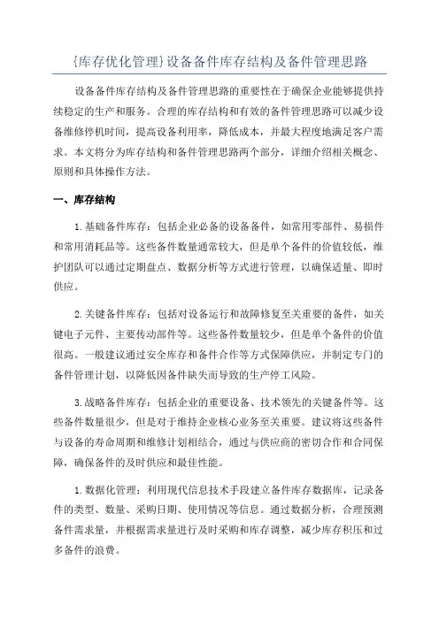 {库存优化管理}设备备件库存结构及备件管理思路