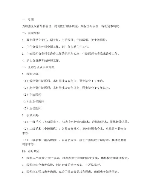 医院普外科管理制度