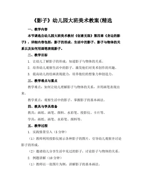 《影子》幼儿园大班美术教案(精选