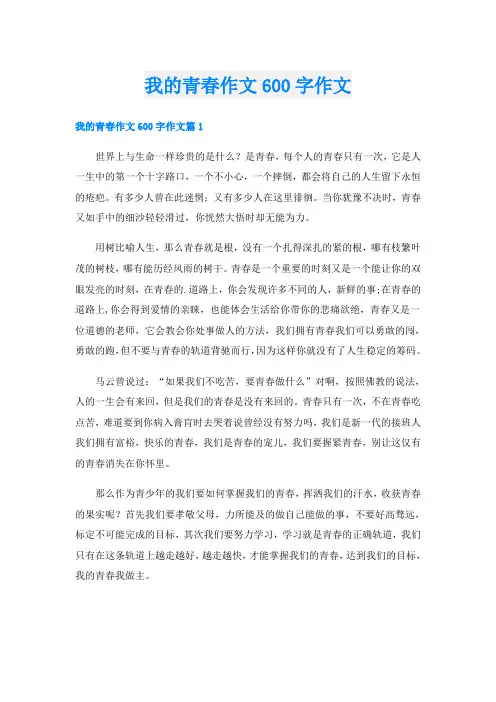 我的青春作文600字作文