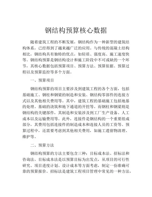 钢结构预算核心数据