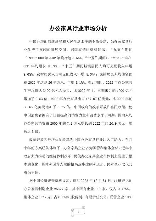 2023年办公家具行业市场分析