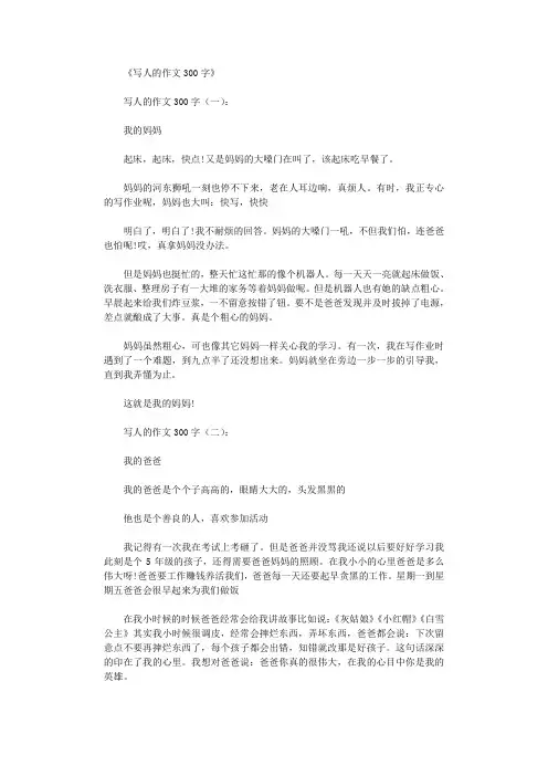 写人的作文300字12篇