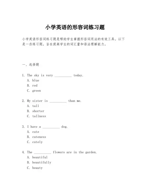 小学英语的形容词练习题