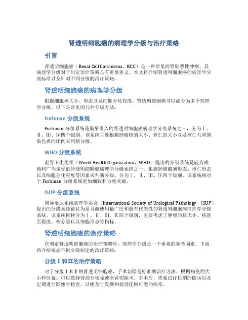 肾透明细胞癌的病理学分级与治疗策略