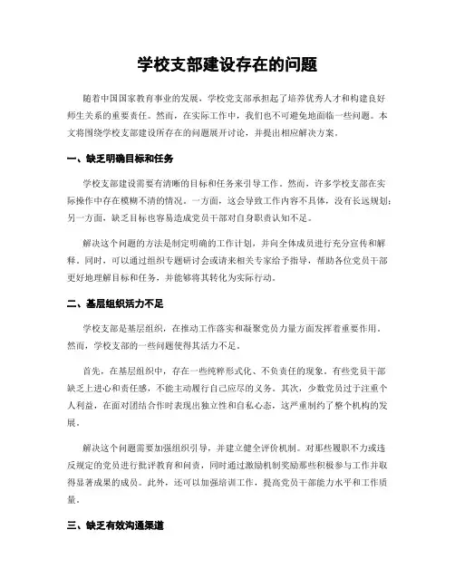 学校支部建设存在的问题