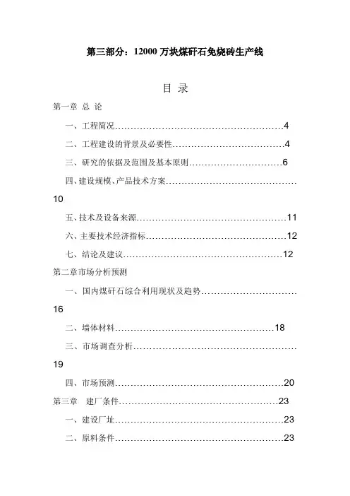 化工业公司煤矸石粉煤灰砖项目可行性报告