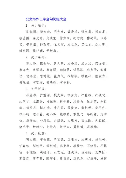 公文写作三字金句词组