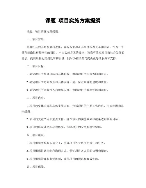 课题 项目实施方案提纲
