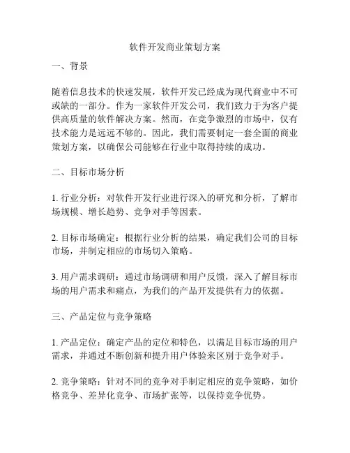 软件开发商业策划方案