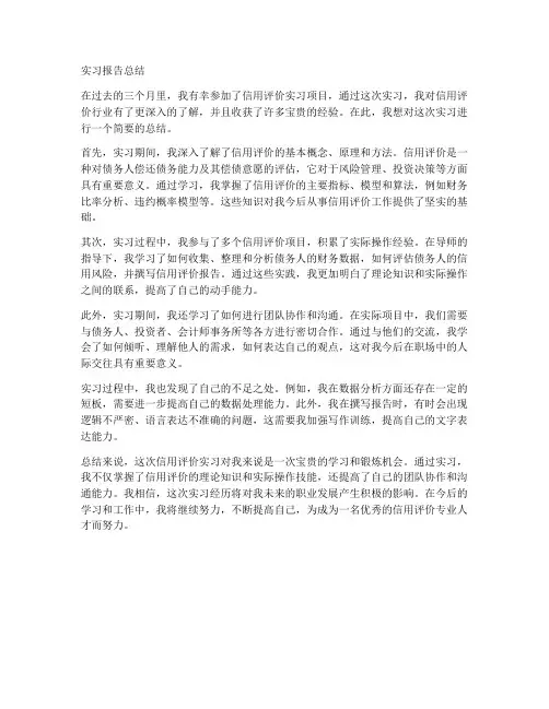 信用评价实习报告总结