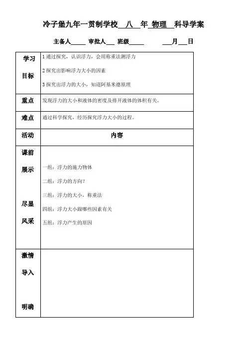 《阿基米德原理》优秀教案