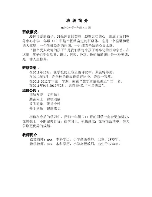 班班级简介