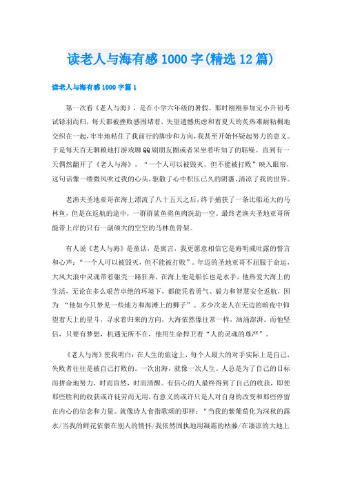 读老人与海有感1000字(精选12篇)