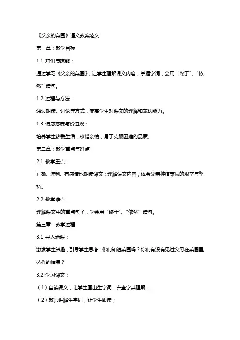 《父亲的菜园》语文教案范文