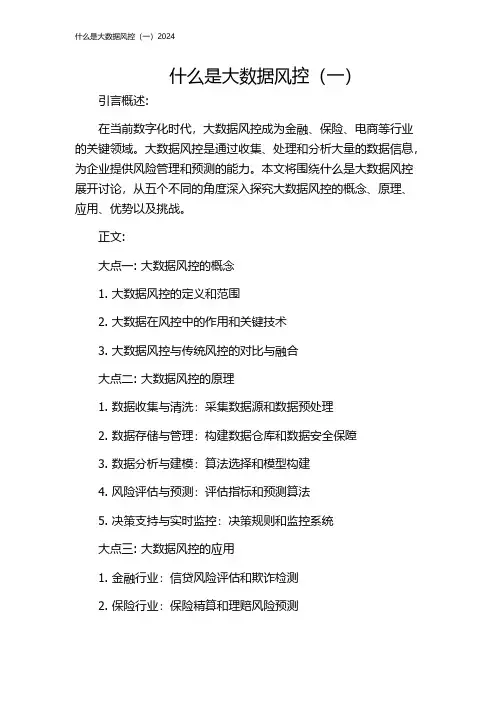 什么是大数据风控(一)2024