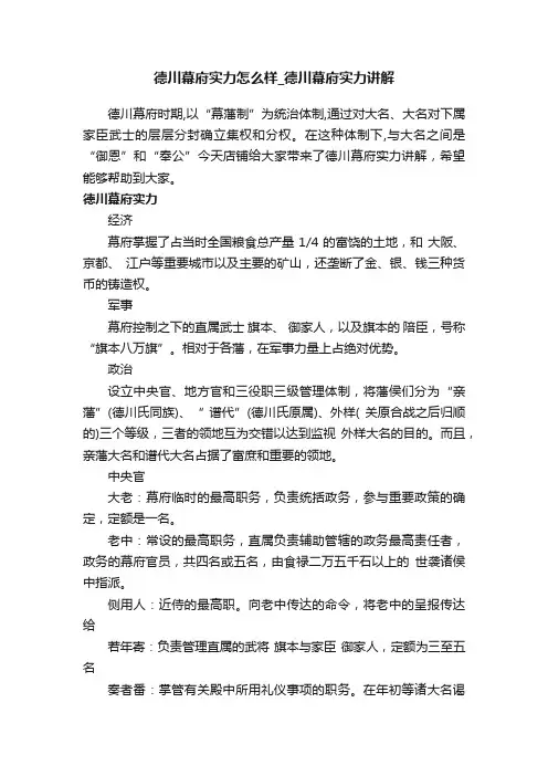 德川幕府实力怎么样_德川幕府实力讲解